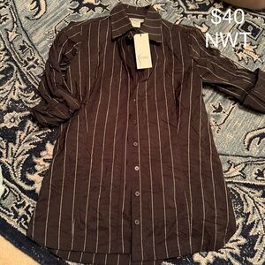 Finley Black and White Striped Button Down Shirt